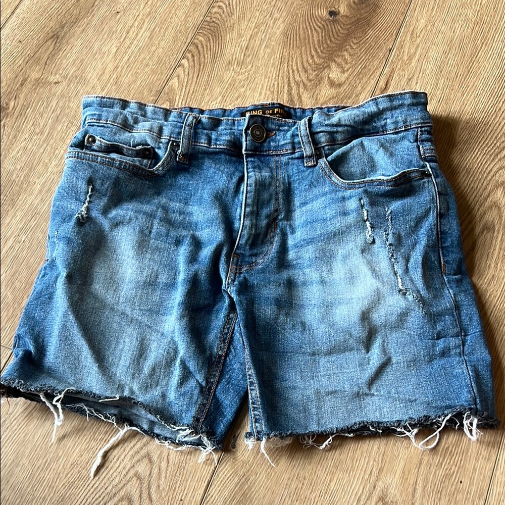 Ring of Fire Distressed Blue Jean Shorts